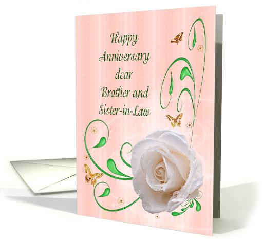 Brother and Sister-in-Law Anniversary, White Rose card (452029)