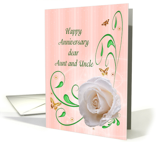 Aunt and Uncle Anniversary, White Rose card (452030)