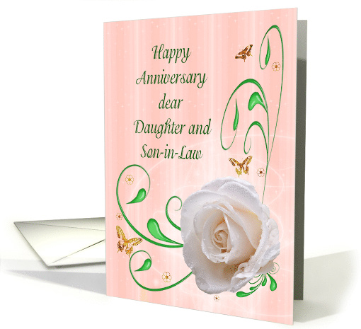 Daughter and Son-in-Law Anniversary, White Rose card (452056)