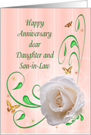 Daughter and Son-in-Law Anniversary, White Rose card