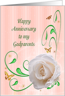 Godparents Anniversary, White Rose card