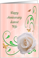 Wife Anniversary, White Rose card