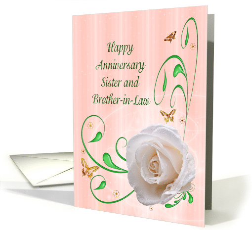 Sister and Brother-in-Law Anniversary, White Rose card (452124)