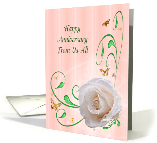 From Us All Anniversary, White Rose card (455191)