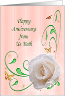 From Us Both Anniversary, White Rose card