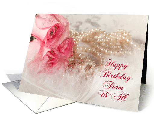 A gift for you from us all. Roses and pearls card (457179)