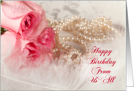 A gift for you from us all. Roses and pearls card