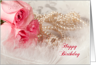 Birthday, Roses and pearls card
