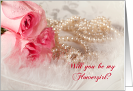 Be My Flowergirl? Roses and Pearls. card