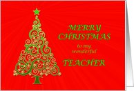 For Teacher, an Abstract Christmas Tree card