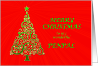 For Penpal, an Abstract Christmas Tree card