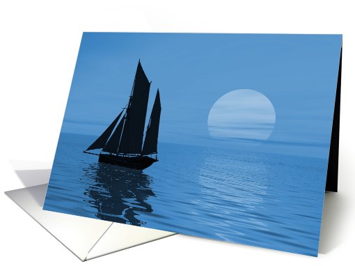 A yacht saining on a tranquil ocean. card (525968)