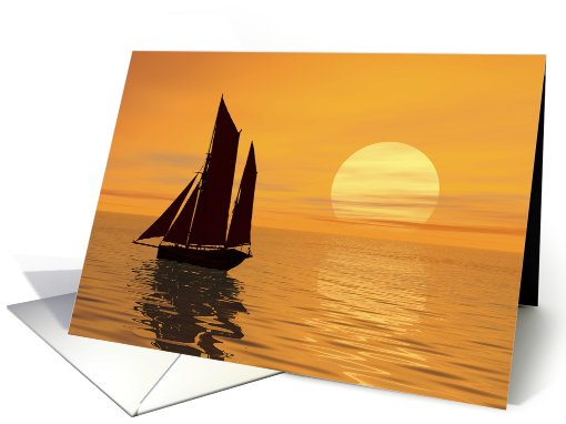 A yacht saining on a tranquil ocean. card (525969)