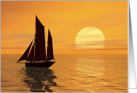 A yacht saining on a tranquil ocean. card