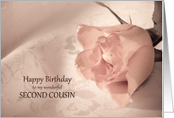 second cousin, Birthday with a Pink Rose card