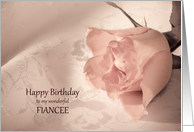 Fiancee, Birthday with a Pink Rose card