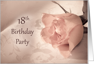 18 Birthday Party Invitation, Pink Rose card