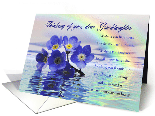 Thinking of You Dear Granddaughter, Flowers Floating on the Ocean card