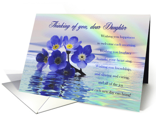 Thinking of You Dear Daughter, Flowers Floating on the Ocean card