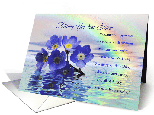 Missing You Dear Sister, Flowers Floating on the Ocean card (531861)