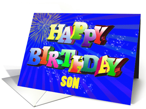 Son Birthday with Bubbles and Fireworks card (537664)