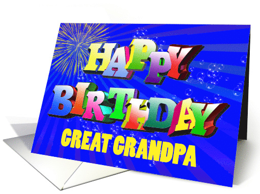 Great Grandpa Birthday with Bubbles and Fireworks card (537695)