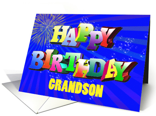 Grandson Birthday with Bubbles and Fireworks card (537697)