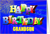 Grandson Birthday with Bubbles and Fireworks card