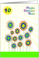 Niece 10th Birthday Happy Flowers! card