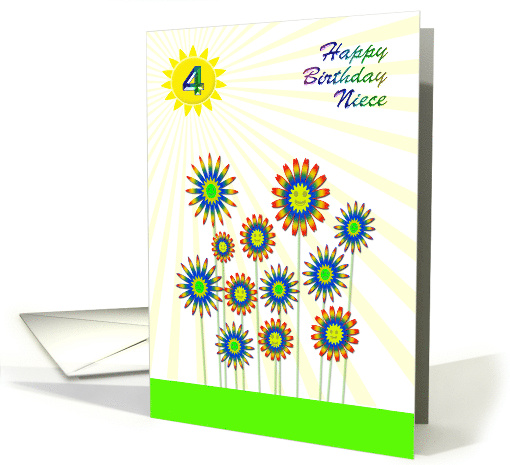 Niece 4th Birthday Happy Flowers! card (550769)