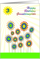 Granddaughter 3rd Birthday Happy Flowers! card