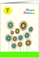 7th Birthday Happy Flowers! card