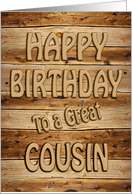 Cousin Birthday Carved Wood card