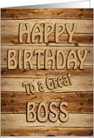 Boss Birthday Carved Wood card