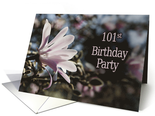 101st Birthday Party Invitation with Magnolias card (610608)