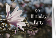 90th Birthday Party Invitation with Magnolias card