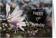 17th Birthday, Sister, with Magnolia card