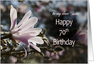 70th Birthday, Sister, with Magnolia card