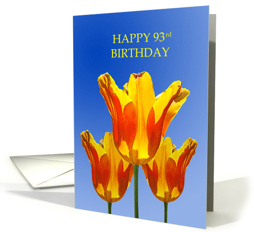 93rd Birthday card, Tulips full of Sunshine card (619661)
