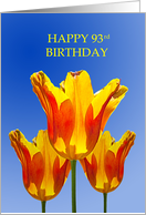 93rd Birthday card, Tulips full of Sunshine card