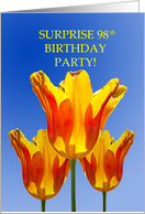 98th Birthday Surprise Party, Tulips Full Of Sunshine card
