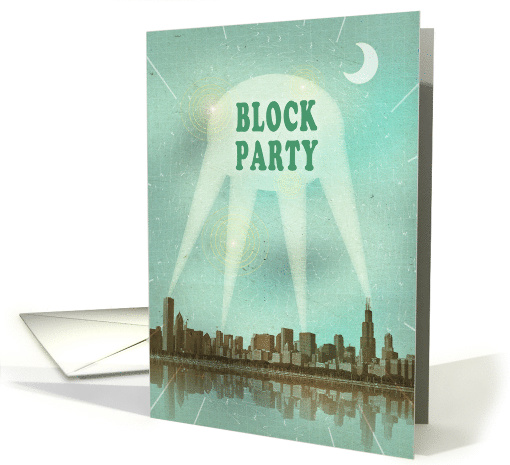 Block Party Retro City Movie Poster with Spotlights card (631184)
