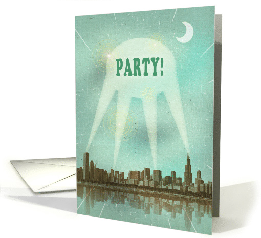 Party, Retro City Movie Poster with Spotlights card (631214)
