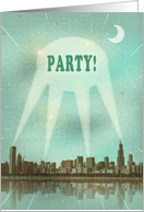 Party, Retro City Movie Poster with Spotlights card