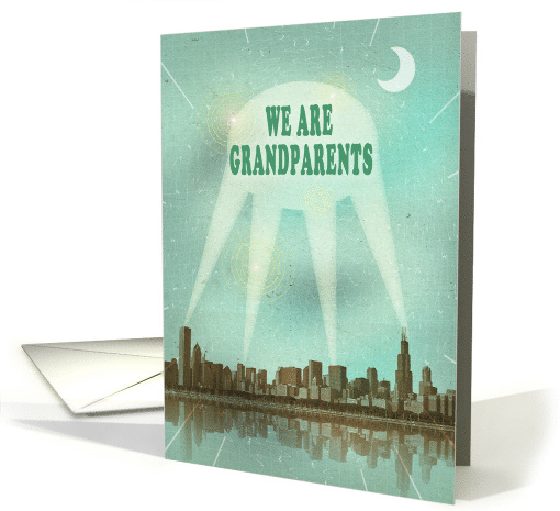We Are Grandparents Retro City Movie Poster with Spotlights card