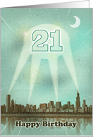21st Birthday Retro City Movie Poster with Spotlights card