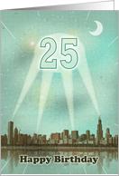 25th Birthday, Retro City Movie Poster with Spotlights card