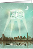 50th Birthday Party Invitation, City Movie Poster card
