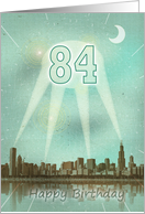 84th Birthday, Retro City Movie Poster with Spotlights card