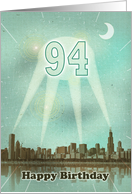 94th Birthday, Retro City Movie Poster with Spotlights card